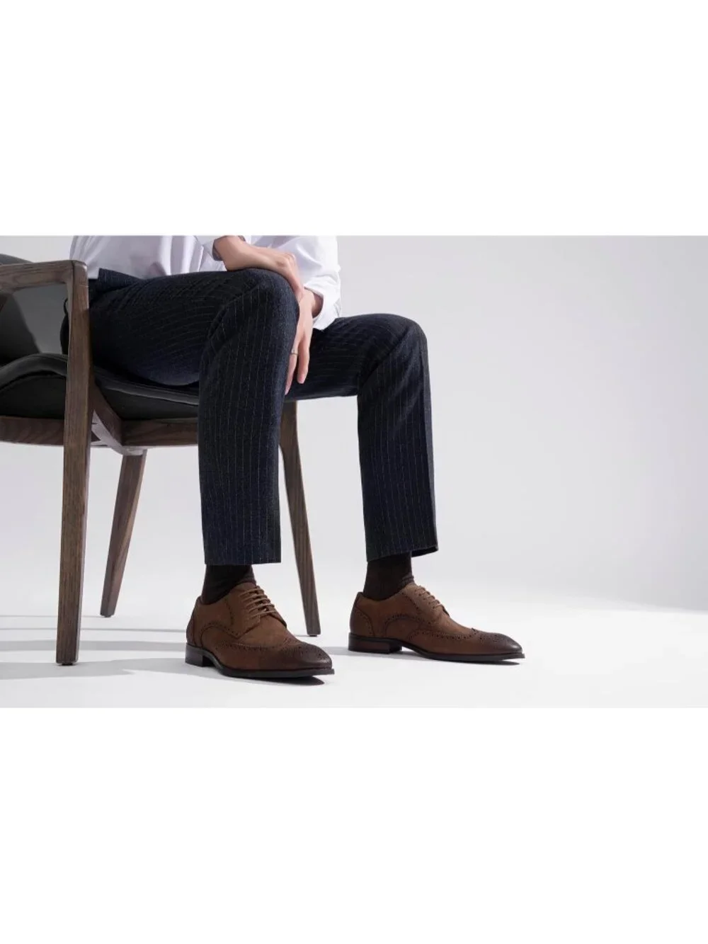 Men's Suede Brown 1 Dress Shoes Leather Wingtip Formal Business Oxford Shoes